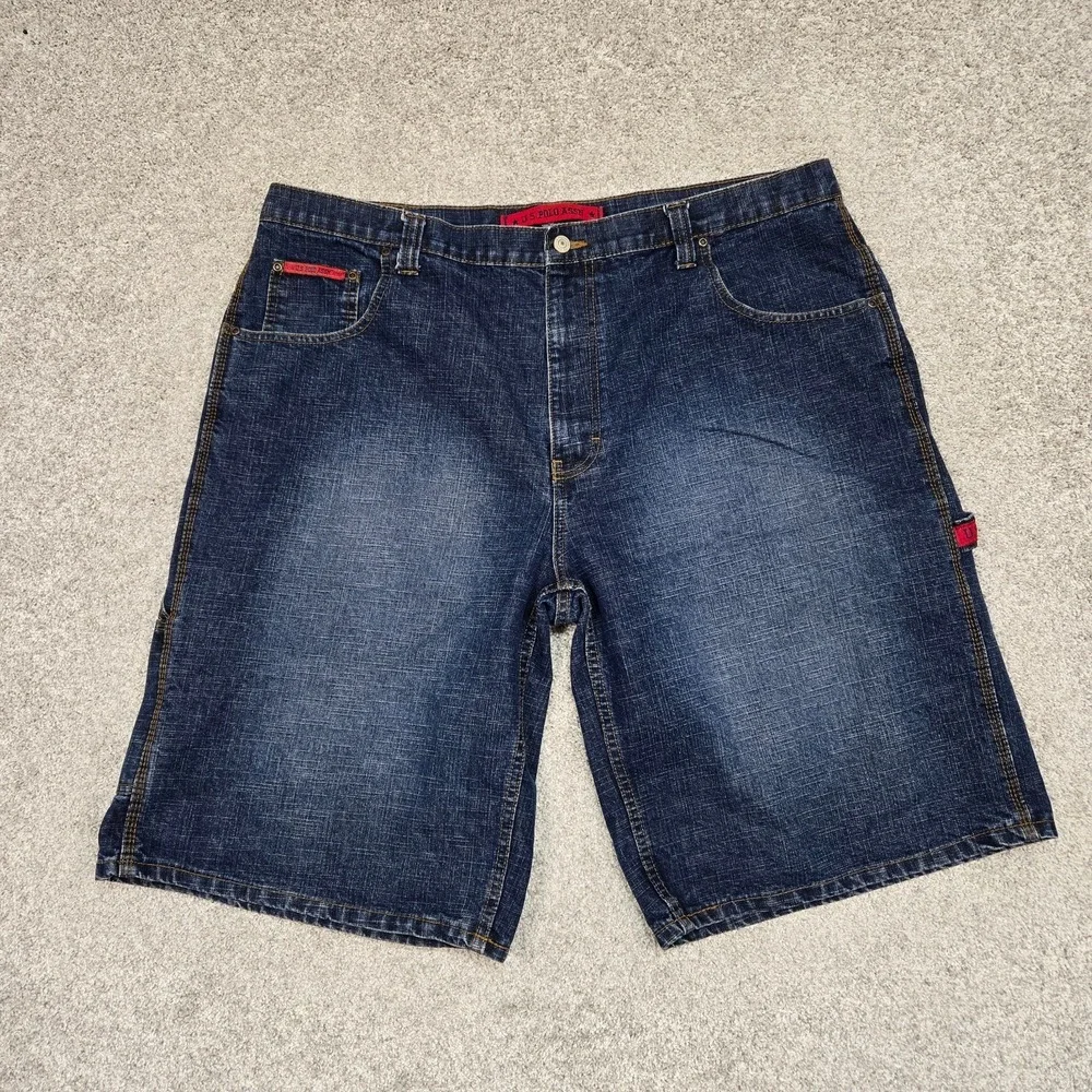 U.S. POLO Assn jean shorts‎ mens 42 Vintage Y2K Jorts Dark Blue Baggy EUC